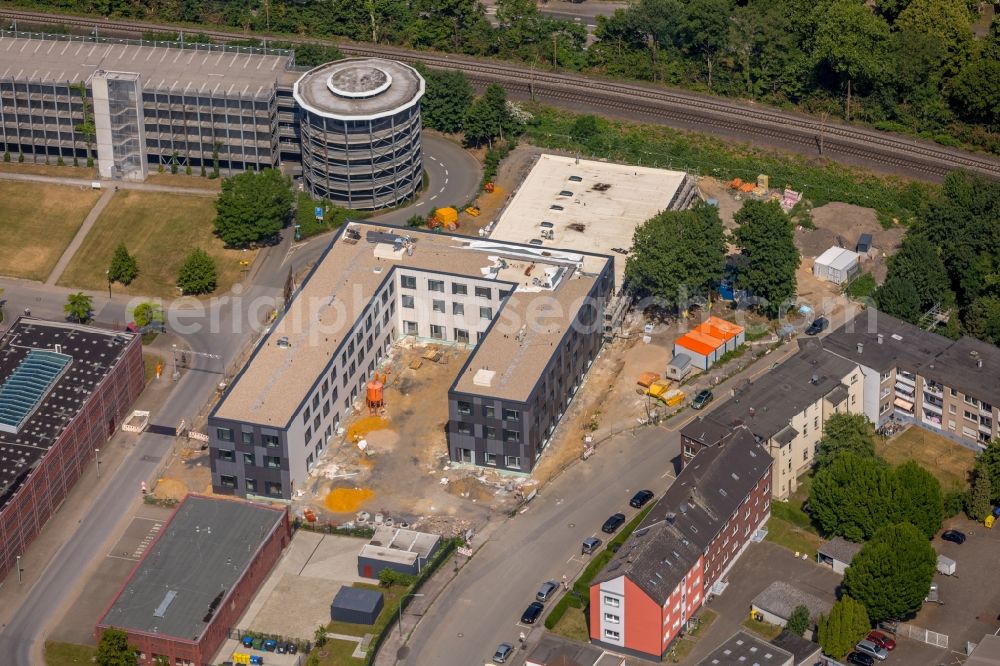 Gelsenkirchen from above - Observation tower on the Office building of the administrative and business center of Vivawest Wohnen GmbH, headquartered in Nordsternpark on the former Nordstern colliery in Gelsenkirchen in North Rhine-Westphalia