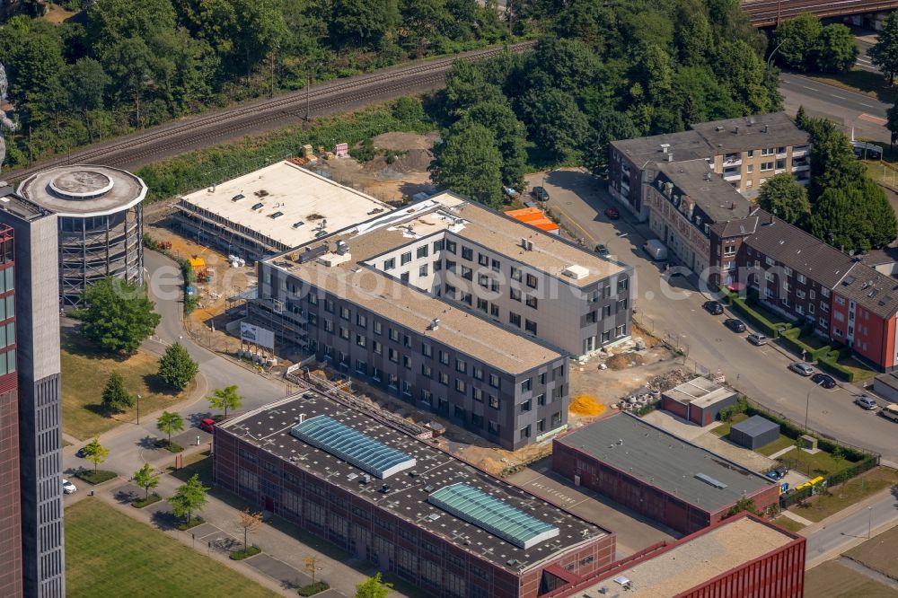 Gelsenkirchen from the bird's eye view: Observation tower on the Office building of the administrative and business center of Vivawest Wohnen GmbH, headquartered in Nordsternpark on the former Nordstern colliery in Gelsenkirchen in North Rhine-Westphalia