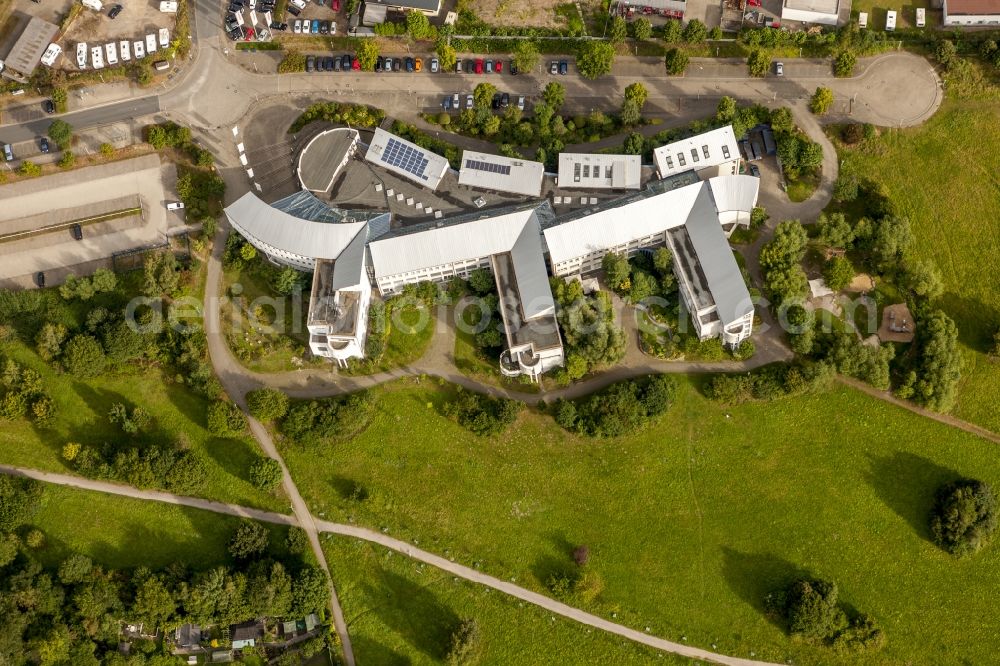 Aerial image Witten - View at the first German Wolfgang Gerbere University Witten / Herdecke in the district Herdecke in Witten in the federal state North Rhine-Westphalia. Among others here are the courses Business Economics; Management; Family Business Management; Innovative nursing practice; nursing science; care for people with dementia, psychology and psychotherapy; dental, oral and maxillofacial surgery; medicine offered. Operator is the Private Universität Witten/Herdecke gGmbH