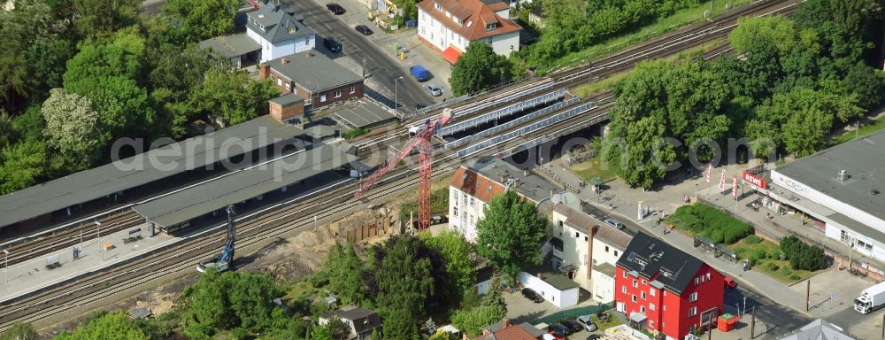 Berlin from the bird's eye view: Building site of the track systems of the S-Bahn station Mahlsdorf on Hoenower Strasse in Berlin