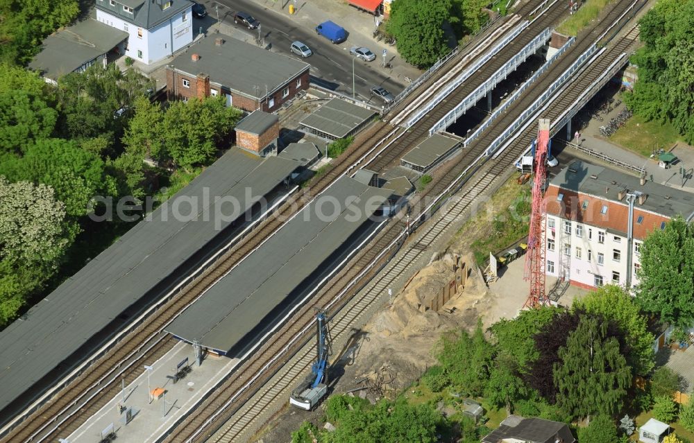 Aerial photograph Berlin - Building site of the track systems of the S-Bahn station Mahlsdorf on Hoenower Strasse in Berlin