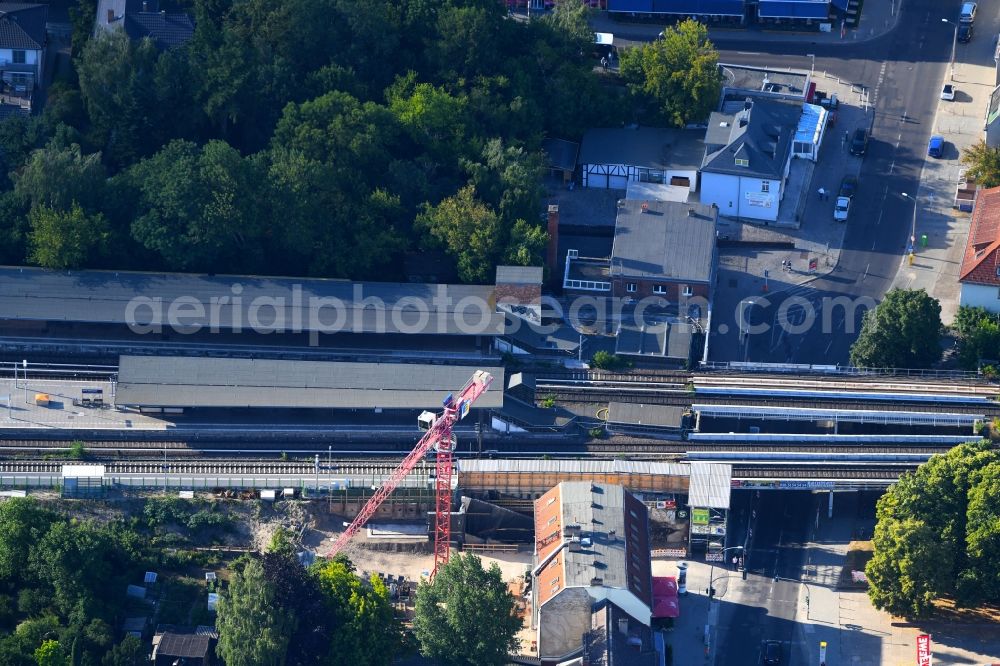 Aerial photograph Berlin - Building site of the track systems of the S-Bahn station Mahlsdorf on Hoenower Strasse in Berlin