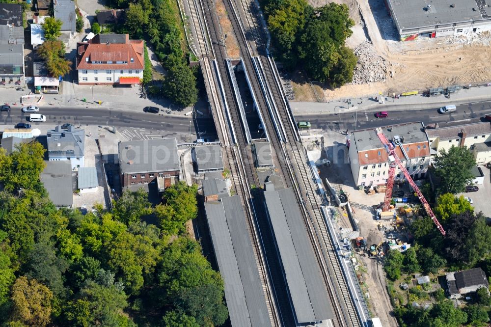 Aerial photograph Berlin - Building site of the track systems of the S-Bahn station Mahlsdorf on Hoenower Strasse in Berlin