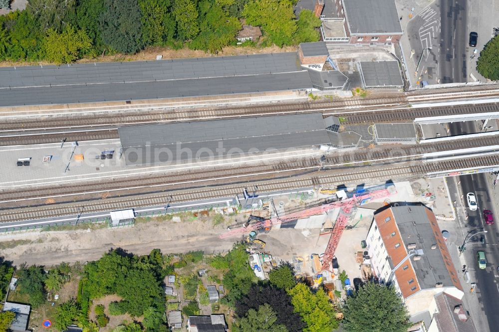 Aerial photograph Berlin - Building site of the track systems of the S-Bahn station Mahlsdorf on Hoenower Strasse in Berlin