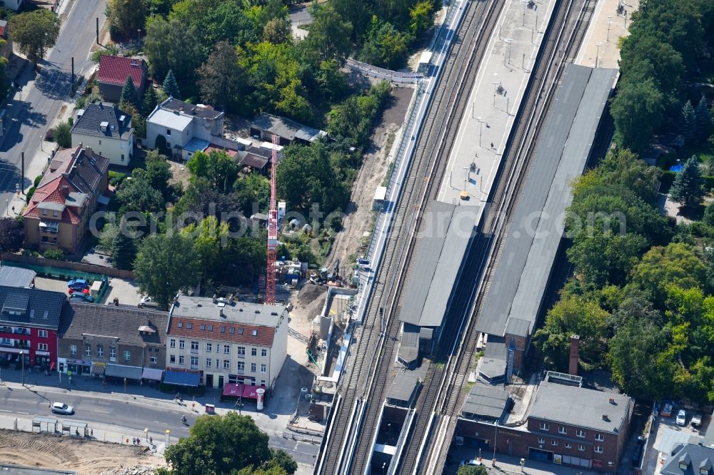 Aerial photograph Berlin - Building site of the track systems of the S-Bahn station Mahlsdorf on Hoenower Strasse in Berlin