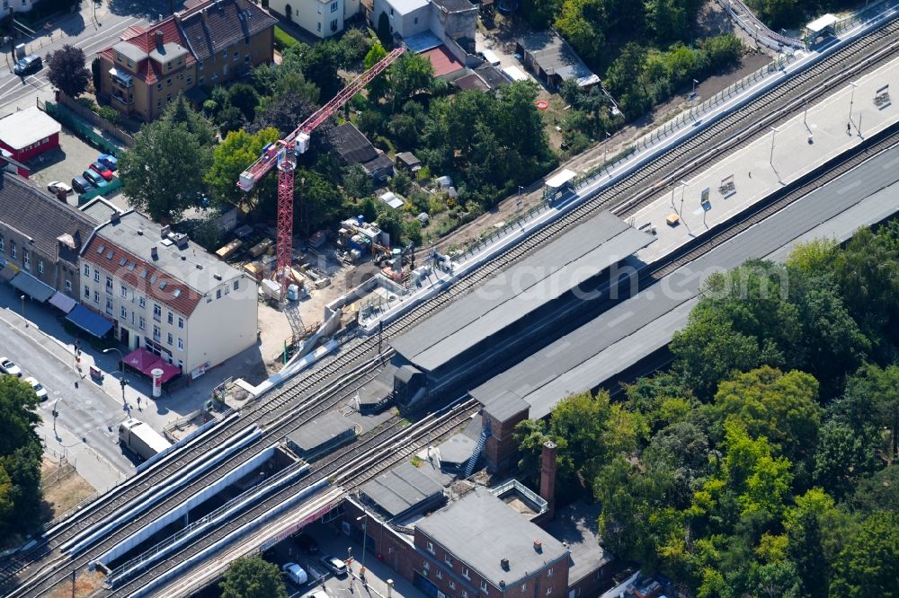 Aerial photograph Berlin - Building site of the track systems of the S-Bahn station Mahlsdorf on Hoenower Strasse in Berlin