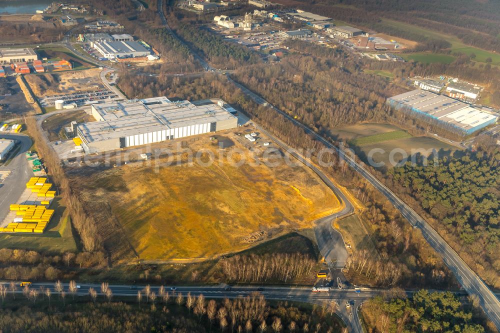 Aerial image Dorsten - Construction site to build a new building complex on the site of the logistics center Arvato Supply Chain Solutions in Dorsten at Ruhrgebiet in the state North Rhine-Westphalia, Germany