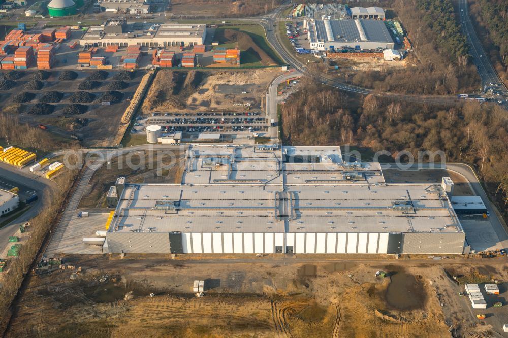 Aerial photograph Dorsten - Construction site to build a new building complex on the site of the logistics center Arvato Supply Chain Solutions in Dorsten at Ruhrgebiet in the state North Rhine-Westphalia, Germany