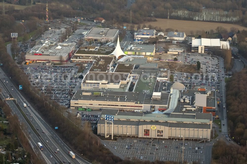 Aerial photograph Bochum - Expansion and renovation of the shopping center on the A40 Ruhr Park in Bochum in North Rhine-Westphalia