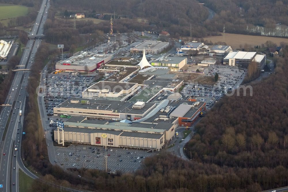 Aerial image Bochum - Expansion and renovation of the shopping center on the A40 Ruhr Park in Bochum in North Rhine-Westphalia