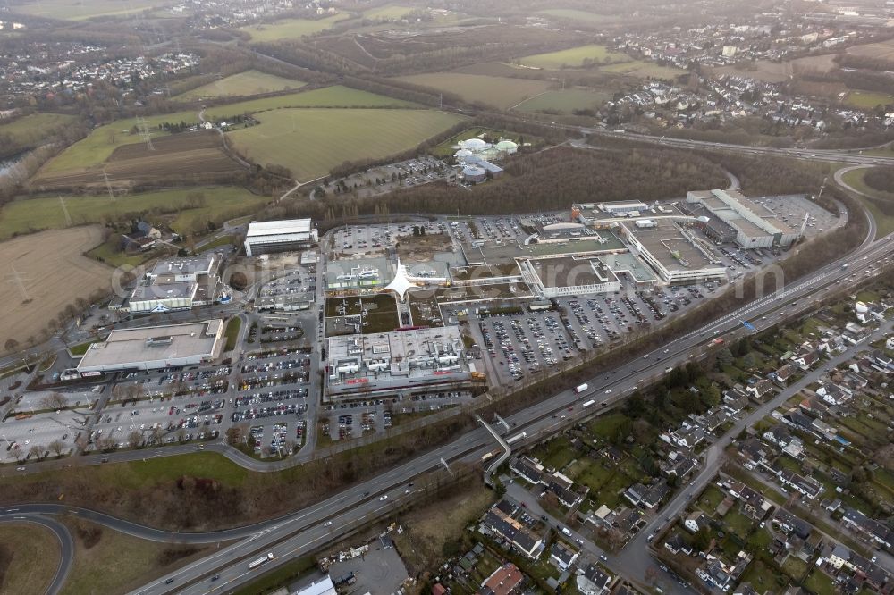 Bochum from the bird's eye view: Expansion and renovation of the shopping center on the A40 Ruhr Park in Bochum in North Rhine-Westphalia