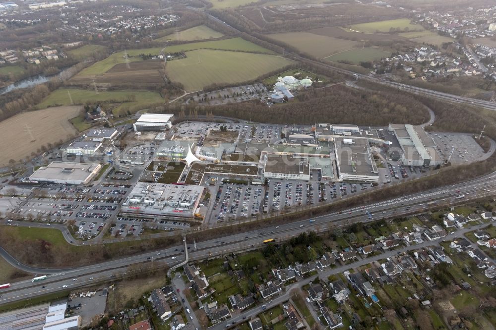 Aerial photograph Bochum - Expansion and renovation of the shopping center on the A40 Ruhr Park in Bochum in North Rhine-Westphalia