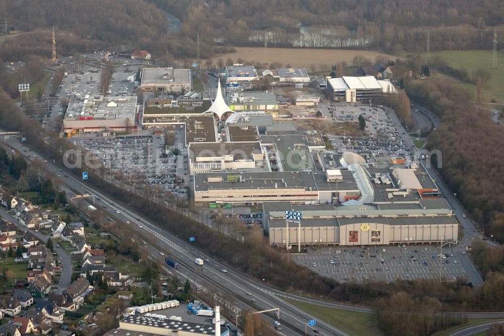 Bochum from above - Expansion and renovation of the shopping center on the A40 Ruhr Park in Bochum in North Rhine-Westphalia