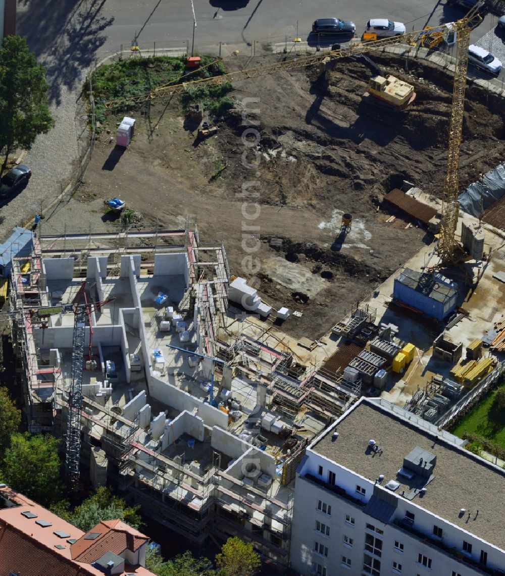 Aerial image Leipzig - Construction of a new residential building in Leipzig in Saxony