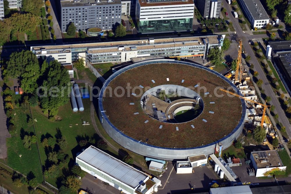 Aerial photograph Berlin - Expansion - Construction site at the electron storage ring BESSY - the third generation synchrotron radiation source in Berlin - Adlershof