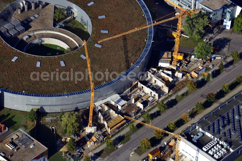 Aerial photograph Berlin - Expansion - Construction site at the electron storage ring BESSY - the third generation synchrotron radiation source in Berlin - Adlershof