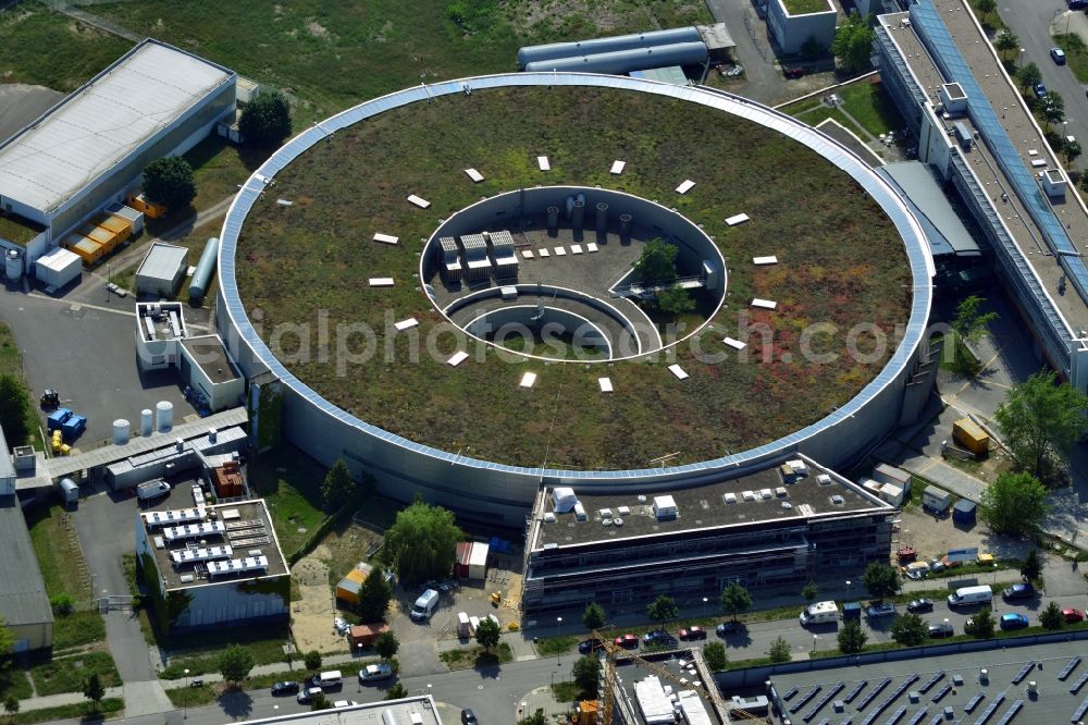 Aerial photograph Berlin - Expansion - Construction site at the electron storage ring BESSY - the third generation synchrotron radiation source in Berlin - Adlershof