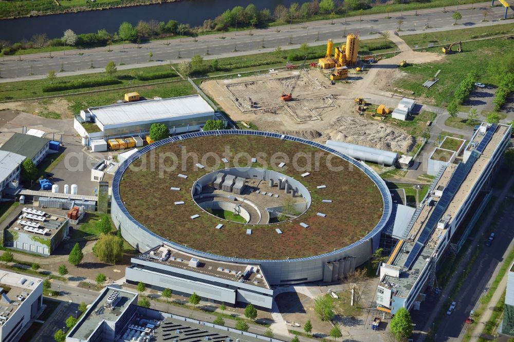 Berlin, Adlershof from above - Expansion - Construction site at the electron storage ring BESSY - the third generation synchrotron radiation source in Berlin - Adlershof