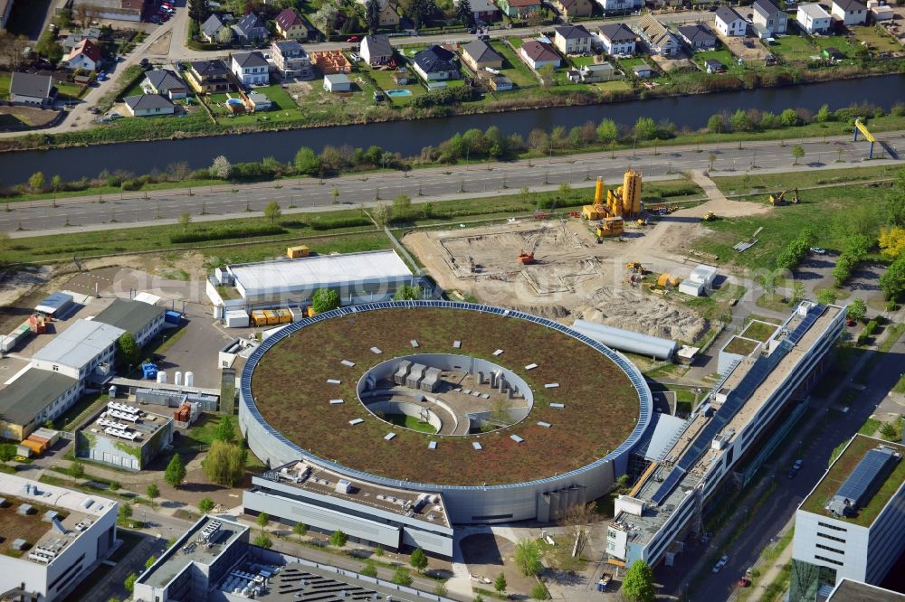 Berlin, Adlershof from the bird's eye view: Expansion - Construction site at the electron storage ring BESSY - the third generation synchrotron radiation source in Berlin - Adlershof