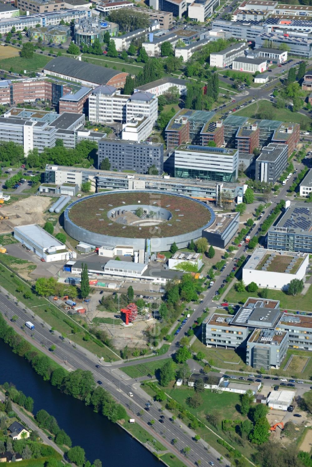 Berlin from above - Expansion - Construction site at the electron storage ring BESSY - the third generation synchrotron radiation source in Berlin - Adlershof