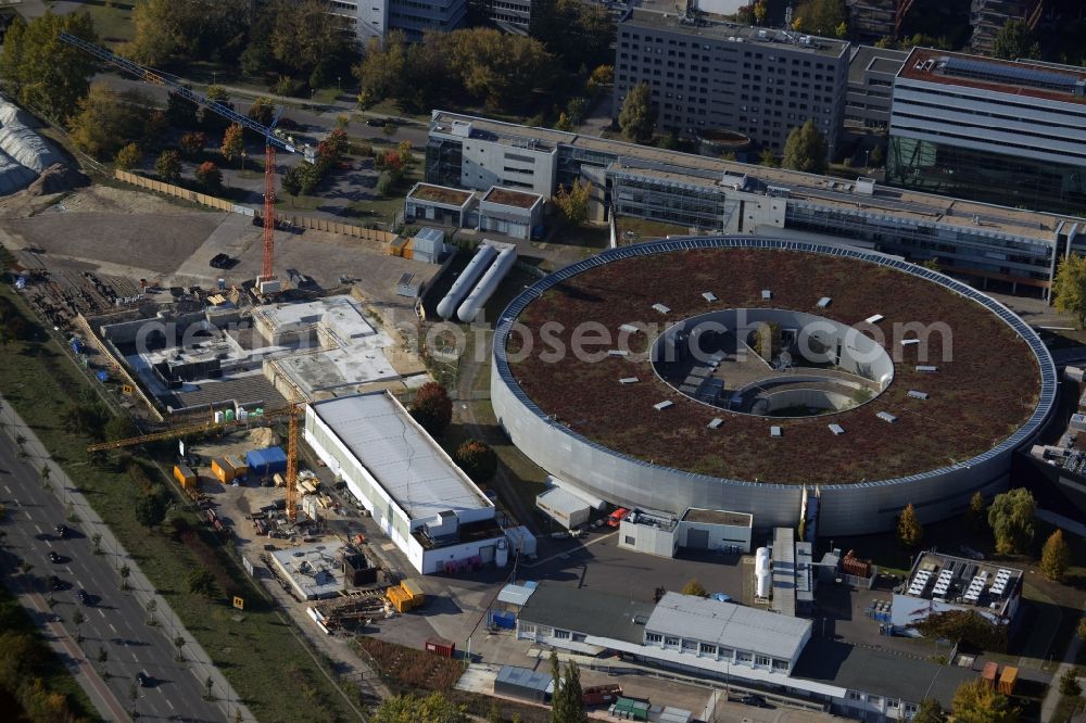 Aerial photograph Berlin - Expansion - Construction site at the electron storage ring BESSY - the third generation synchrotron radiation source in Berlin - Adlershof