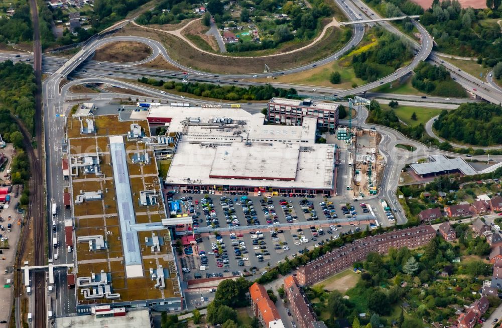 Kiel from above - Expansion construction at the building complex of the shopping center CITTI-PARK Kiel on street Muehlendamm in Kiel in the state Schleswig-Holstein, Germany