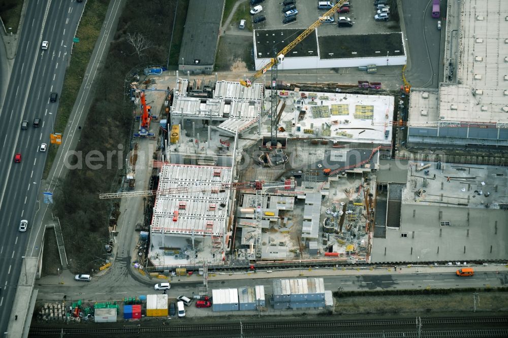 Wolfsburg from above - Construction at the building complex of the shopping center Designer Outlets Wolfsburg An of Vorburg in Wolfsburg in the state Lower Saxony, Germany