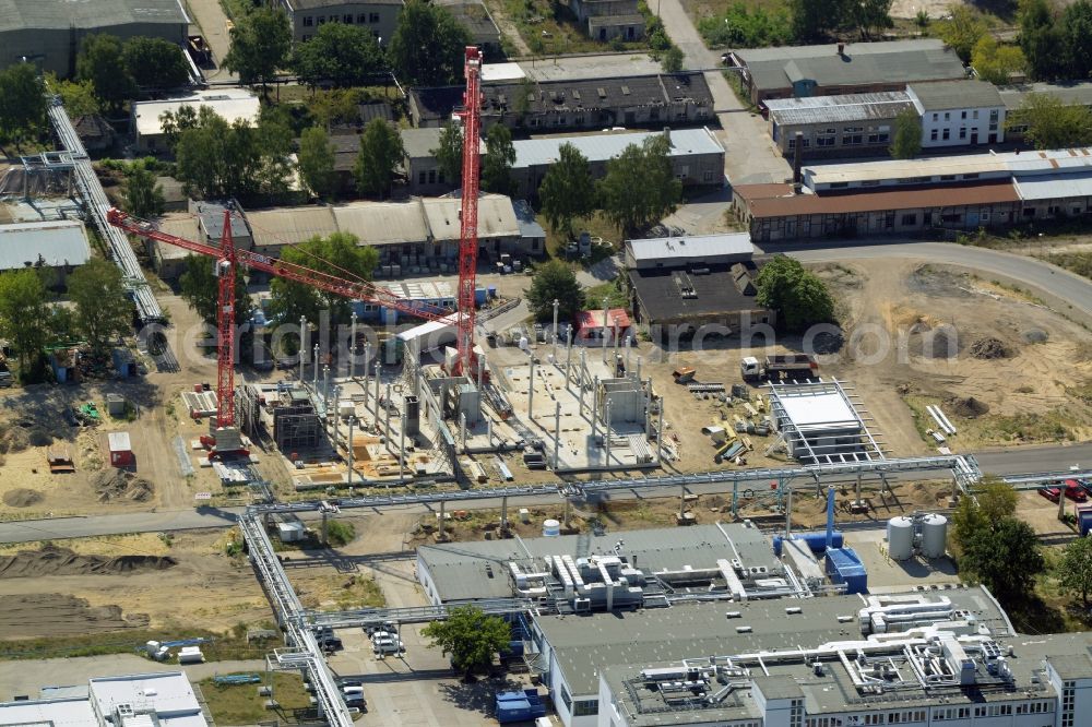 Aerial image Berlin - Expansion construction site on the grounds of the Berlin Chemie AG in Adlershof. The Berlin-based pharmaceutical company is part of the pharmaceutical company Menarini