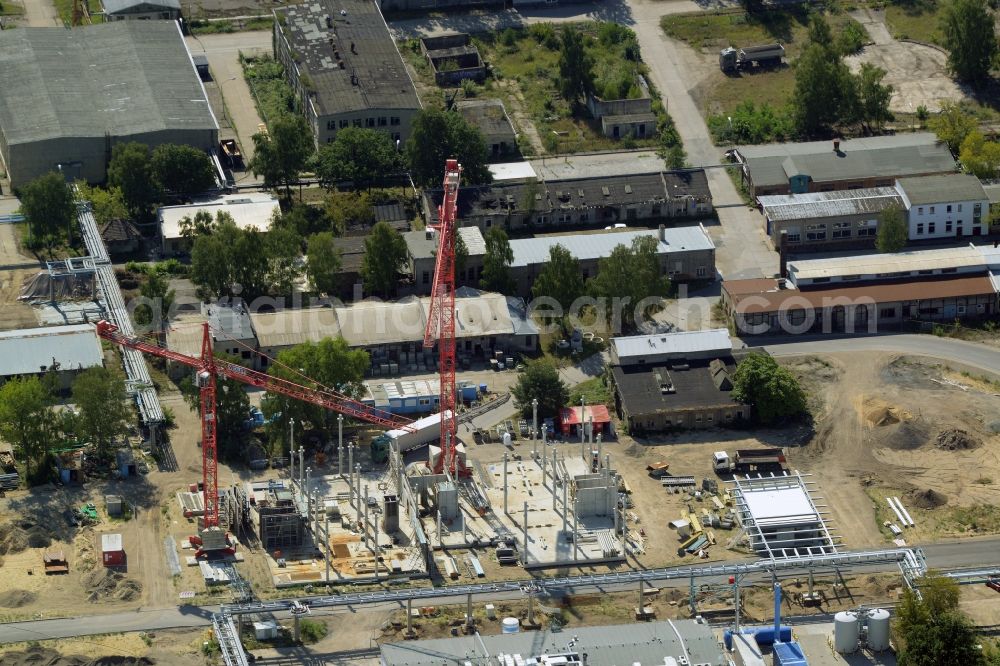 Aerial photograph Berlin - Expansion construction site on the grounds of the Berlin Chemie AG in Adlershof. The Berlin-based pharmaceutical company is part of the pharmaceutical company Menarini