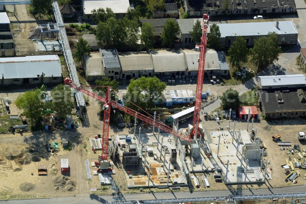 Aerial photograph Berlin - Expansion construction site on the grounds of the Berlin Chemie AG in Adlershof. The Berlin-based pharmaceutical company is part of the pharmaceutical company Menarini