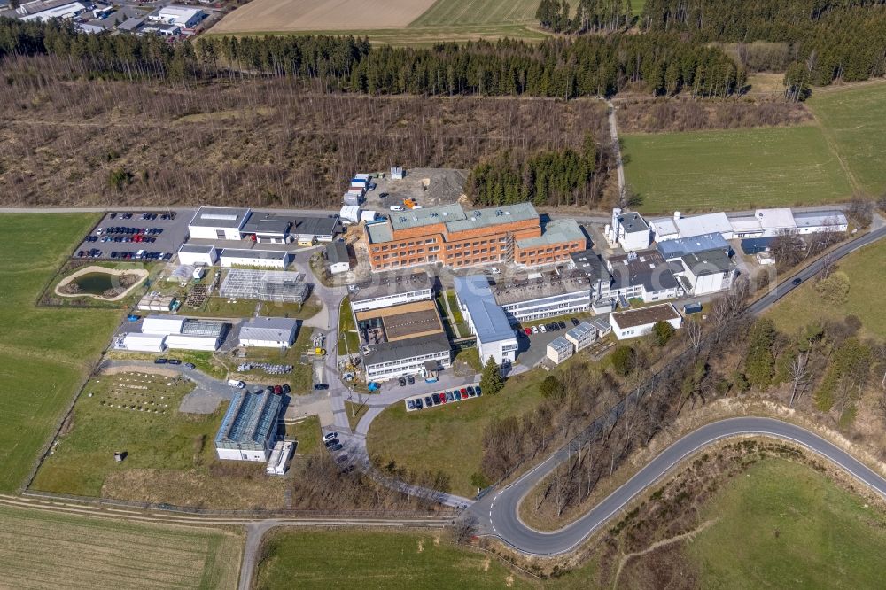 Grafschaft from above - Extension of new building site at the building complex of the institute Fraunhofer-Institut fuer Molekularbiologie and Angewandte Oekologie in Grafschaft at Sauerland in the state North Rhine-Westphalia, Germany