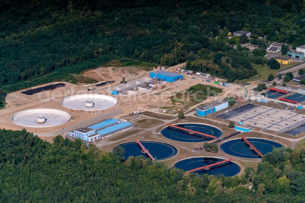 Aerial photograph Forchheim - New construction site and extension of the sewage treatment basins and purification stages Breisgauer Bucht in Forchheim in the state Baden-Wurttemberg, Germany