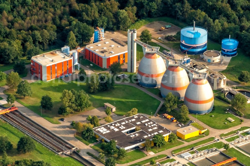 Forchheim from the bird's eye view: New construction site and extension of the sewage treatment basins and purification stages in Forchheim in the state Baden-Wurttemberg, Germany