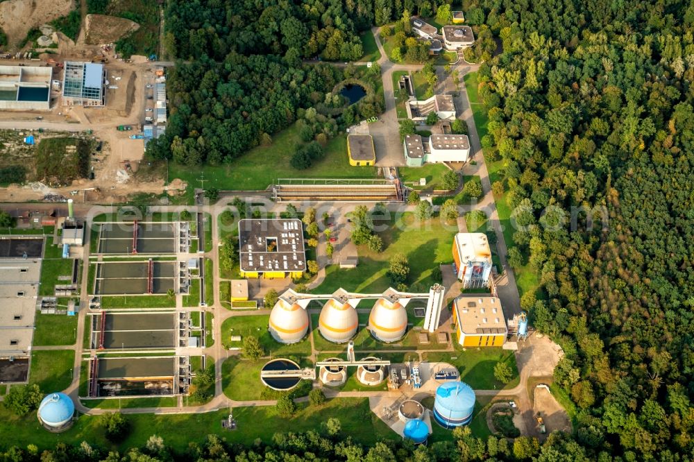 Aerial image Forchheim - New construction site and extension of the sewage treatment basins and purification stages in Forchheim in the state Baden-Wurttemberg, Germany