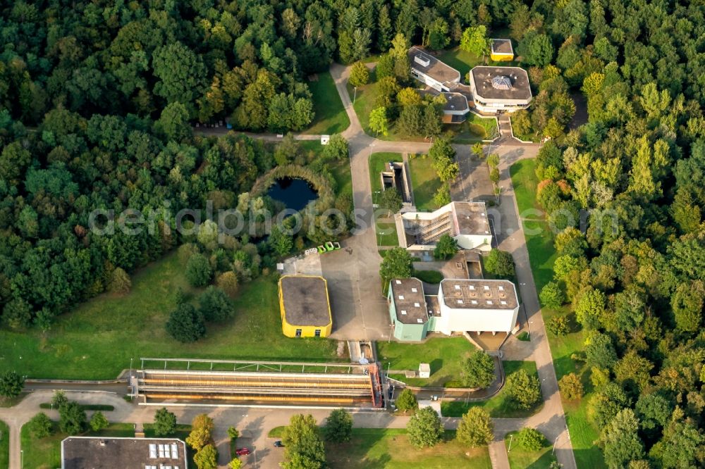 Forchheim from the bird's eye view: New construction site and extension of the sewage treatment basins and purification stages in Forchheim in the state Baden-Wurttemberg, Germany