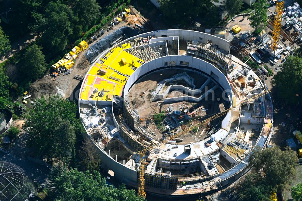 Aerial photograph Dresden - Construction site of animal breeding accommodation Orang-Utan-Haus on street Tiergartenstrasse in Dresden in the state Saxony, Germany