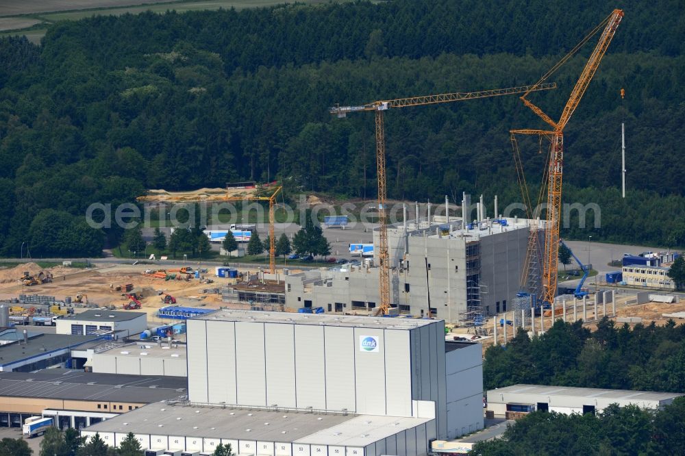 Aerial image Zeven - Expansion construction site to build a new high-bay warehouse and cold store of the DMK Deutsches Milch Kontor GmbH in Zeven in Lower Saxony