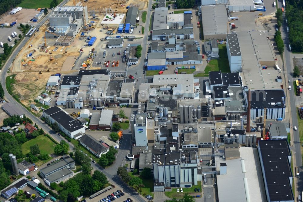 Zeven from above - Expansion construction site to build a new high-bay warehouse and cold store of the DMK Deutsches Milch Kontor GmbH in Zeven in Lower Saxony