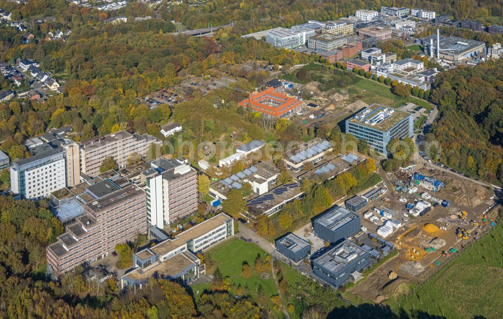 Aerial photograph Bochum - Extension of new building site at the building complex of the institute Fraunhofer-Einrichtung fuer Energieinfrastrukturen and Geothermie IEG on street Am Hochschulcampus in the district Querenburg in Bochum at Ruhrgebiet in the state North Rhine-Westphalia, Germany