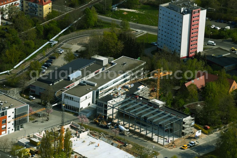 Aerial photograph Rostock - Extension of new building site at the building complex of the institute Fraunhofer-Insitut fuer Grossstrukturen in der Produktionstechnik IGP on Albert-Einstein-Strasse in the district Suedstadt in Rostock in the state Mecklenburg - Western Pomerania, Germany