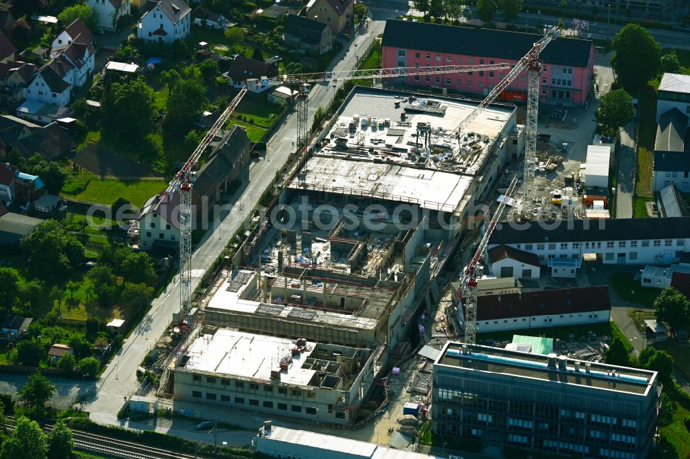 Aerial photograph Jena - Extension of new building site at the building complex of the institute Friedrich-Loeffler-Institut Bundesforschungsinstitut fuer Tiergesundheit on street Naumburger Strasse - Flurweg in Jena in the state Thuringia, Germany