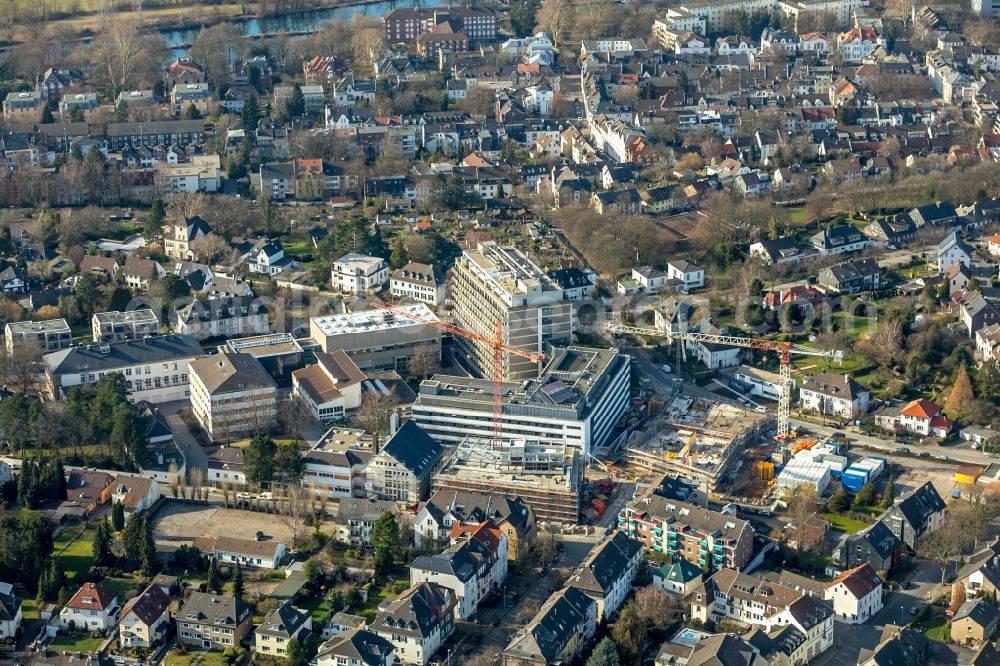 Mülheim an der Ruhr from above - Extension of new building site at the building complex of the institute Max-Planck-Institut fuer Chemische Energiekonversion CEC on Stiftstrasse in Muelheim on the Ruhr in the state North Rhine-Westphalia, Germany