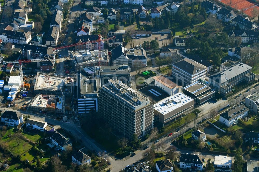 Mülheim an der Ruhr from above - Extension of new building site at the building complex of the institute Max-Planck-Institut fuer Chemische Energiekonversion CEC on Stiftstrasse in Muelheim on the Ruhr in the state North Rhine-Westphalia, Germany