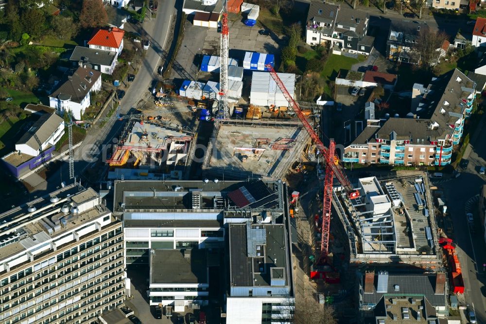 Aerial image Mülheim an der Ruhr - Extension of new building site at the building complex of the institute Max-Planck-Institut fuer Chemische Energiekonversion CEC on Stiftstrasse in Muelheim on the Ruhr in the state North Rhine-Westphalia, Germany