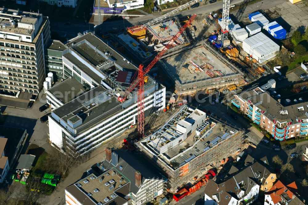 Aerial photograph Mülheim an der Ruhr - Extension of new building site at the building complex of the institute Max-Planck-Institut fuer Chemische Energiekonversion CEC on Stiftstrasse in Muelheim on the Ruhr in the state North Rhine-Westphalia, Germany