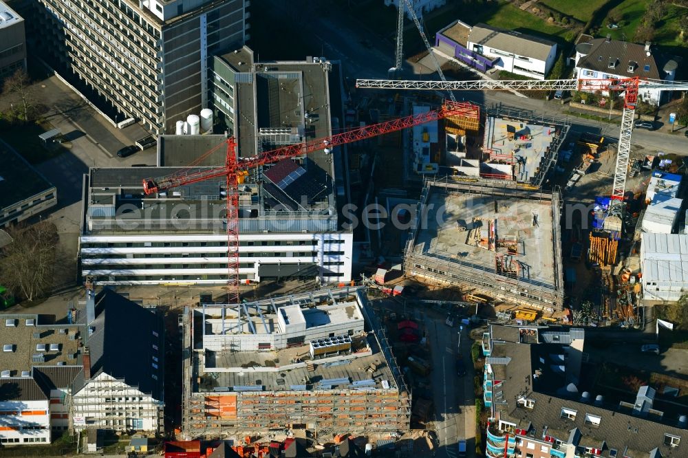 Mülheim an der Ruhr from above - Extension of new building site at the building complex of the institute Max-Planck-Institut fuer Chemische Energiekonversion CEC on Stiftstrasse in Muelheim on the Ruhr in the state North Rhine-Westphalia, Germany