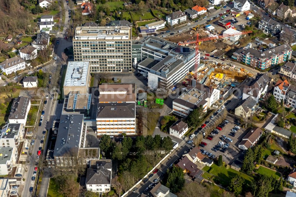 Aerial image Mülheim an der Ruhr - Extension of new building site at the building complex of the institute Max-Planck-Institut fuer Chemische Energiekonversion CEC on Stiftstrasse in Muelheim on the Ruhr in the state North Rhine-Westphalia, Germany