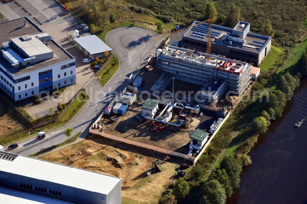 Hamburg from above - Extension of new building site at the building complex of the institute Technologiezentrum Energie-Conpus Honburg Am Schleusengraben in the district Bergedorf in Hamburg, Germany