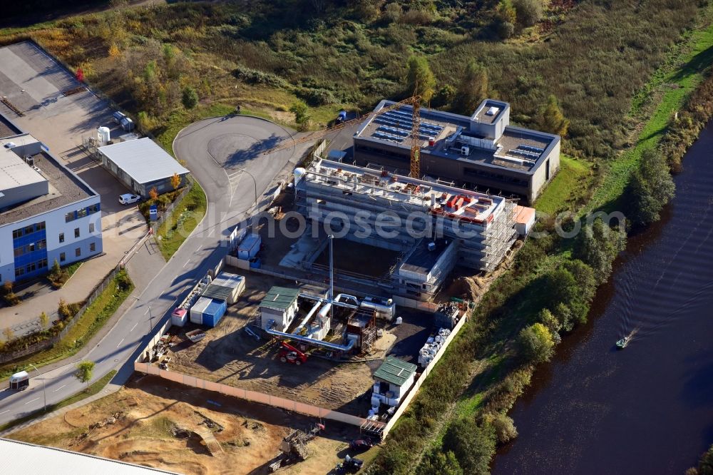 Hamburg from the bird's eye view: Extension of new building site at the building complex of the institute Technologiezentrum Energie-Conpus Honburg Am Schleusengraben in the district Bergedorf in Hamburg, Germany