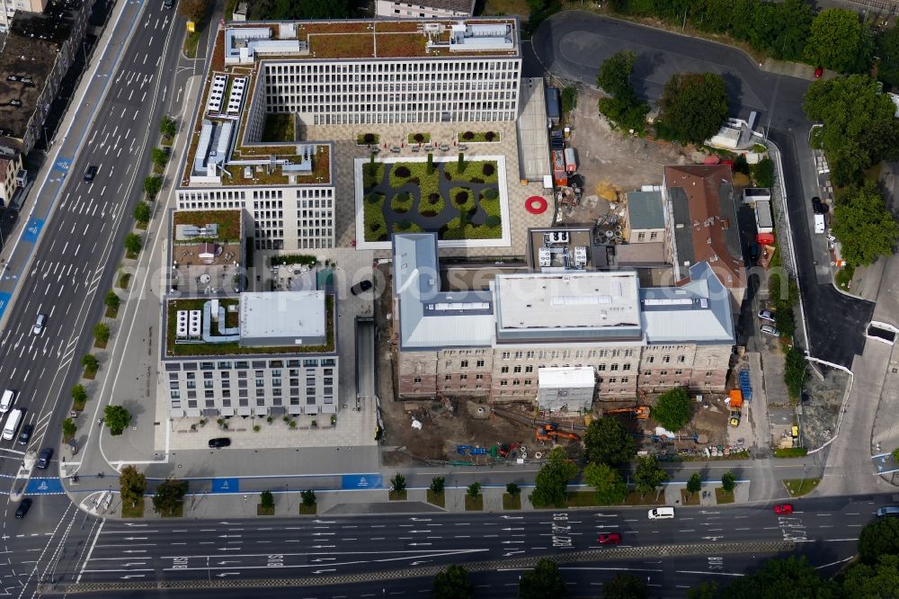 Göttingen from above - Extension of a new construction site at the Museum- Building Forum Wissen in Goettingen in the state Lower Saxony, Germany